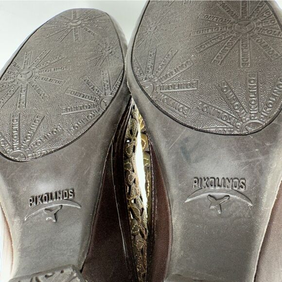 Pikolino Romana Floral Lasercut Slingback Sandals Brown Green Size 37 - Picture 11 of 11